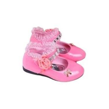 Imagem de Sapatos De Couro PU Com Renda Para Meninas De 3 a 11 Anos, Laço Fofo C