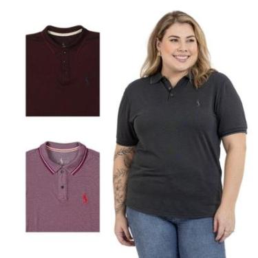 Imagem de Kit 3 Camisa Polo Feminina Plus Size Casual Dia a Dia-Feminino