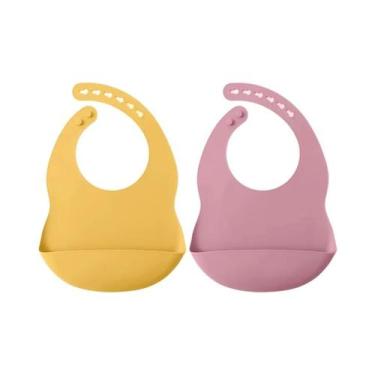 Imagem de Babadores De Silicone Impermeáveis Para Bebês (2 Peças) - Cores Sólida