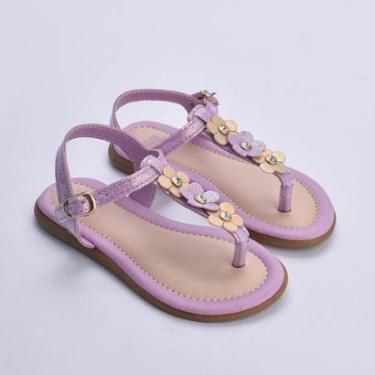 Imagem de Sandália Infantil Meninas Cristal Capivara Agarradinha Flat Plana Confortável Fashion Blogueira-Feminino