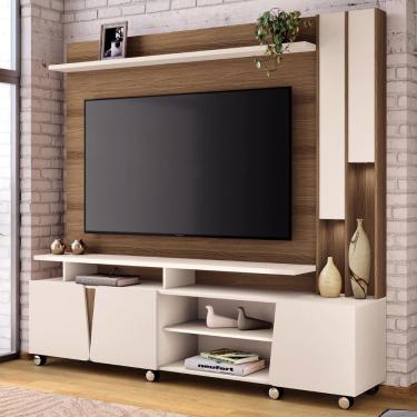 Imagem de Estante Painel Tv 70 Pol 200cm com Led Derek Castanho/Off H01 - Mpozenato