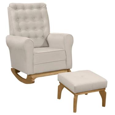 Imagem de Poltrona Amamentação Base Balanço e Puff Maju Veludo Off F03 - Mpozenato