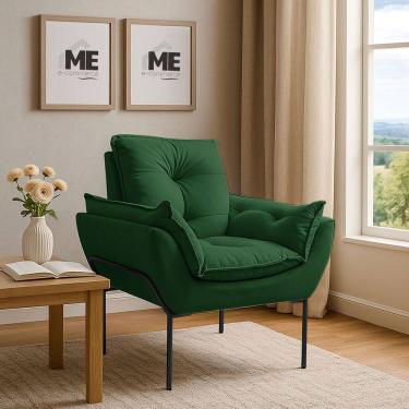 Imagem de Poltrona Decorativa Opala Amamentação Para Sala Base De Ferro preto Suede MEecommerce