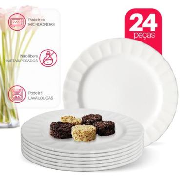 Imagem de Conjunto Pratos Sobremesa Caribe 24 Unidades Cêramica 20cm - DOLCE HOM