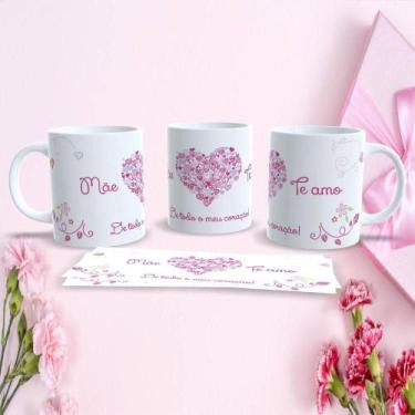 Imagem de Caneca de Porcelana Mães Estampa 38 325ML Decorada Dia das Mães Branco
