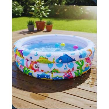 Imagem de Piscina Infantil Inflável Wellmix 100 Litros com 3 Anéis Tema Fundo do