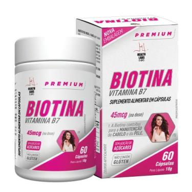 Imagem de Biotina Health Labs Vitamina B7 com 60 Cápsulas