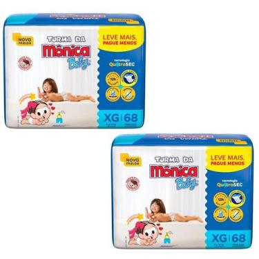 Imagem de Fralda Turma da Mônica Baby Giga Tamanho XG - 2 unidades - Pacotes com