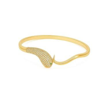 Imagem de Bracelete Cobra com Zircônias - Banhado em Ouro 18k - Tri Gata Semijoi