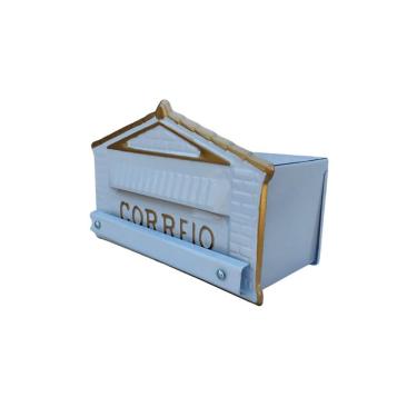 Imagem de Caixa de Correio para Grade A063BOM Cartas com Abertura por Detrás Branca 12x23x11cm Ouro Minas