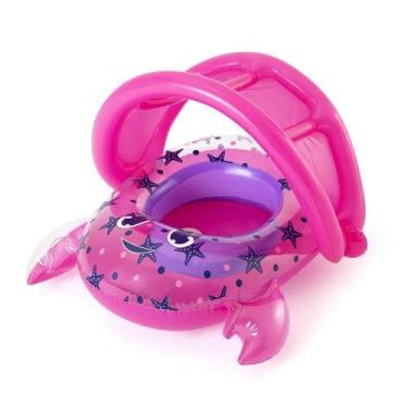 Imagem de Bote Inflável Infantil Boi Infantil Bebê Assento Flutuador com Cobertu
