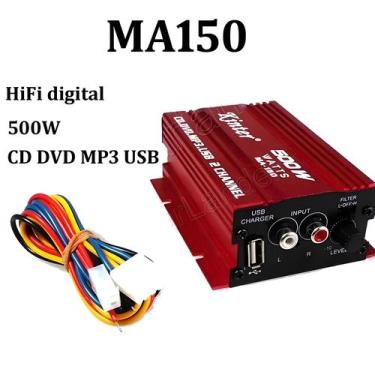 Imagem de Amplificador De Carro 500W 2 Canais HiFi Digital Estéreo Áudio CD DVD 