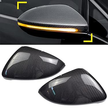 Imagem de 1 par de capas pretas para espelho retrovisor lado esquerdo direito tampas espelhadas para VW Golf MK7 7.5 GTI 7 Golf 7 R (fibra de carbono)