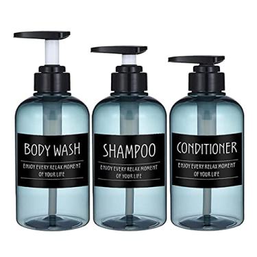 Imagem de NC 3 Unidades de Espuma Dispensadora de Sabão E Loção Frasco Bomba de Xampu - Blue-Black Tag-300ml, Tamanho real