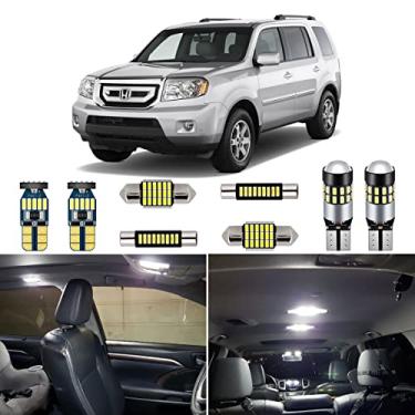 Imagem de AUTOGINE Kit de luzes interiores LED brancas para Honda Pilot 2009 2010 2011 2012 2013 2014 2015 Super Bright 6000K Pacote de lâmpadas de LED interiores + Ferramenta de instalação