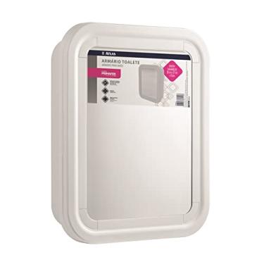 Imagem de Atlas - Armário Plástico Pequeno para Toalete com Espelho de Prata, Tamanho 30x37x9cm, Cor Branca