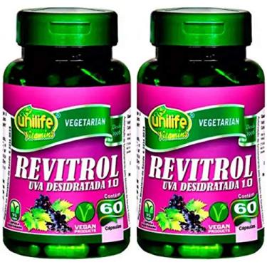 Imagem de Resveratrol Revitrol Uva Desidratada Vegano 500 mg Unilife 60 Cápsulas Kit 2 Unidades