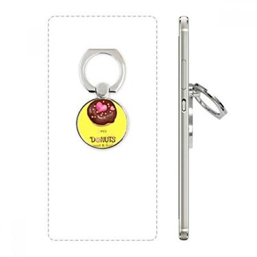 Imagem de Suporte de anel para telefone com rosquinha e sobremesa de chocolate em coração com laço ajustável