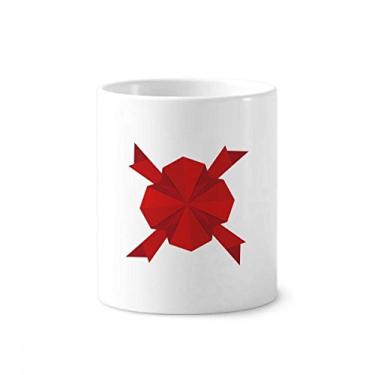 Imagem de Suporte para caneta de escova de dentes de origami com decoração abstrata vermelha para decoração de Natal