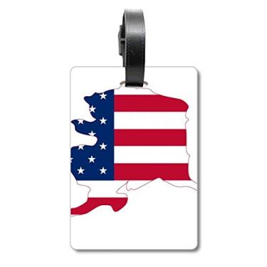 Imagem de Mapa Estrelas Listras Bandeira Formato Alaka USA Mala Etiqueta Bagagem Cartão Scutcheon Etiqueta