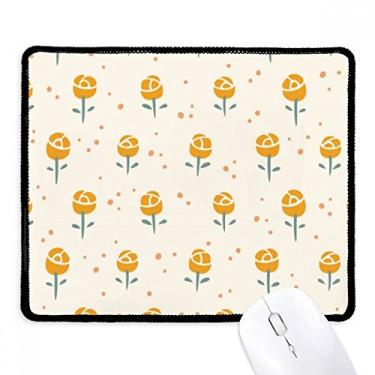 Imagem de Mousepad com estampa de flores amarelas e rosas com borda costurada, tapete de borracha para jogos