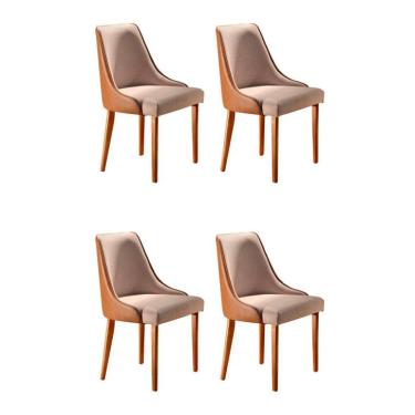 Imagem de Conjunto com 4 Cadeiras de Jantar Esmeralda II Caramelo e Bege