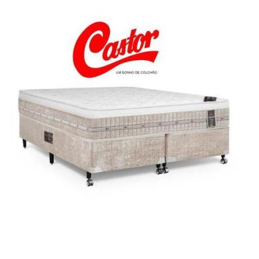 Imagem de Conjunto Cama Box  Casal King Castor Premium Tecnopedic 193X203x70 - L