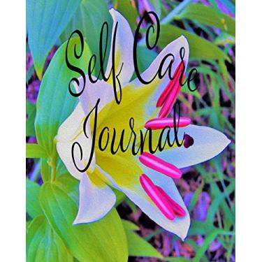 Imagem de Self Care Journal: Positive Thoughts and Inspirational Quotes Featuring Beautiful White Trumpet Lily with Yellow Center Original Digital Oil Painting Cover Artwork