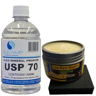 Imagem de Kit Cera Para Madeira Abelha Com Carnaúba + Oleo Mineral Usp para Tabua de Corte