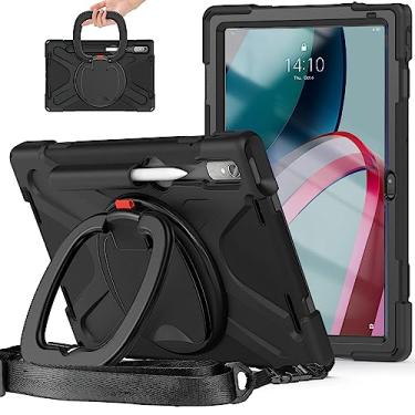 Imagem de QYiiD Capa para Lenovo Tab P11 Pro Gen 2 2022 11,2"/Lenovo Pad Pro 2022, capa protetora resistente à prova de choque com suporte giratório/suporte/alça de ombro de transporte, preta