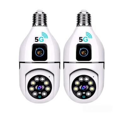 Imagem de Câmera de Segurança 5G IP66 Dupla Lente Interna e Externa HD 1080, Câmera de Visão Noturna colorida Infravermelha WiFi, 360 graus com Audio Bidirecional a prova D água 2 Unidade