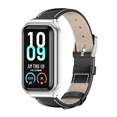 Imagem de MIJOBS Pulseira de substituição de couro genuíno para Amazfit Band 7 - Acessórios para relógio inteligente