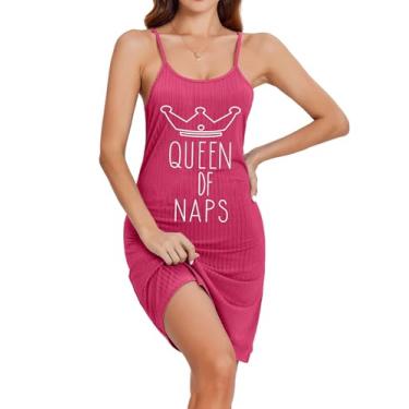 Imagem de Ekouaer Camisola feminina de malha canelada sem mangas, macia, para dormir, gola redonda, P-2GG, Vermelho rosa, G