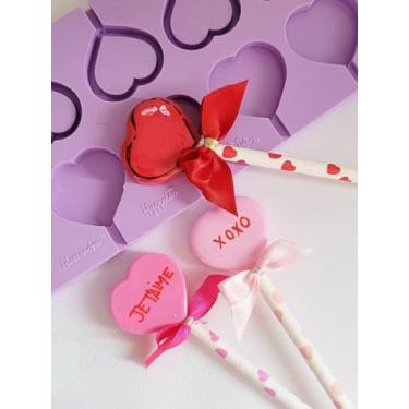 Imagem de Confeitaria dos moldes, L13 Molde de silicone pirulito chocalho coração petit para decorar
