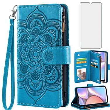 Imagem de Asuwish Capa de telefone para Samsung Galaxy A10s capa carteira com protetor de tela de vidro temperado e flor de couro flip porta-cartão de crédito suporte bolsa acessórios celular Glaxay Galaxies