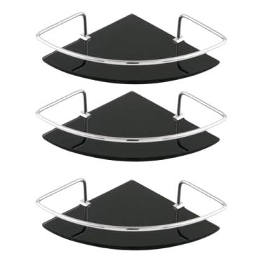 Imagem de Prateleira de Canto de Vidro, Kit com 3 Peças, para Banheiro, Sala de Estar, Quarto, Cozinha