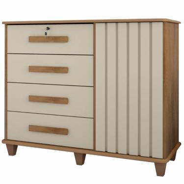 Imagem de Cômoda RV Móveis Grécia com 4 gavetas e sapateira largura de 1,20 metros Cinamomo Off White