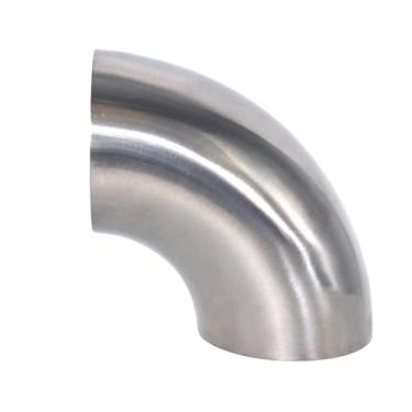 Imagem de TIBROMTACK Gr2 Cotovelo de titânio puro 90° Polimento do espelho curvado do mandril diâmetro externo 76 mm espessura da parede 1,2 mm para modificação de carro, sistemas de escape, tubulação submarina