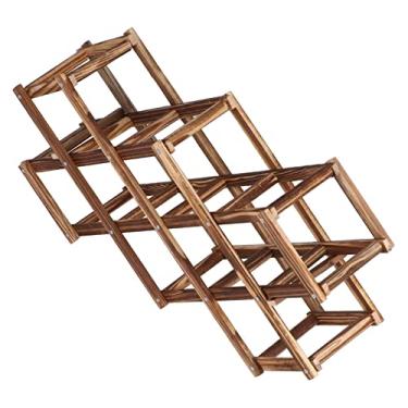 Imagem de Rede de Madeira Dobrável Com Grande Capacidade para 10 Garrafas Ele Rack Net para Armazenamento Compacto Loja de Móveis para Armazenamento Doméstico