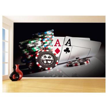 Imagem de Papel De Parede 3D Salão De Jogos Cartas Poker 3,5M Jcs43 - Você Decor