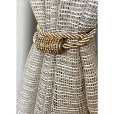 Imagem de Prendedor Abraçadeira Pingente Cortina Com Imã Strass Perolas Luxo - D