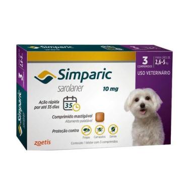 Imagem de Antipulgas Simparic 10 mg para cães 2,6 a 5 kg - Zoetis - 3 unidades -