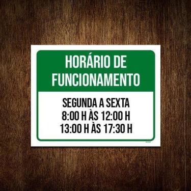 Imagem de Placa Sinalização - Horário Funcionamento Verde 18X23 - Sinalizo