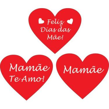 Imagem de Adesivos de coração tema feliz dia das mães com 100 UND (sortidos) - S