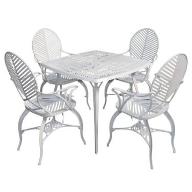 Imagem de Conjunto de Jardim com Mesa Quadrada 4 Cadeiras Alumínio Fundido - Nos