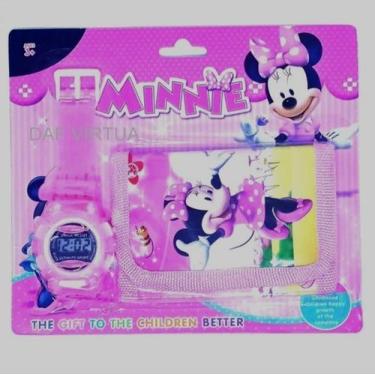 Imagem de Kit Relógio Infantil Digital Silicone + Carteira Personagens Minnie Ho