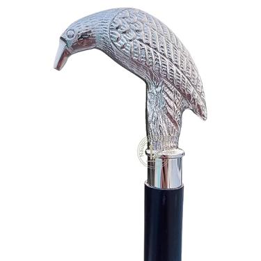 Imagem de RIYLBEX Edgar Allen Poe's Mystic Raven Gothic Bengala Swagger Bengala, 94 cm, madeira dura, preta