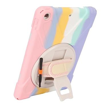 Imagem de Capa para Tablet, Capa Protetora para Tablet Recortes Precisos Silicone PC Resistente a Arranhões Anti Impacto Multi Proteção Suporte Giratório para Tablet 2018 (Rosa deslumbrante)