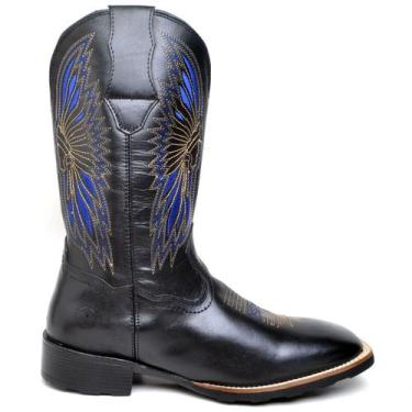 Imagem de Bota Botina Texana Masculino Bico Quadrado Couro Legitima Country - Da