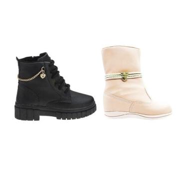 Imagem de Bota Infantil de Menina Feminina - Kit 2 Pares Tam 20 ao 34 - sapatinh